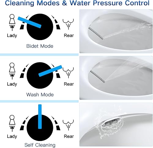 Miniatura 2 de Gappo Asiento de inodoro de bidé no eléctrico, se adapta a inodoros alargados, bidés para inodoros existentes con boquillas dobles autolimpiantes,