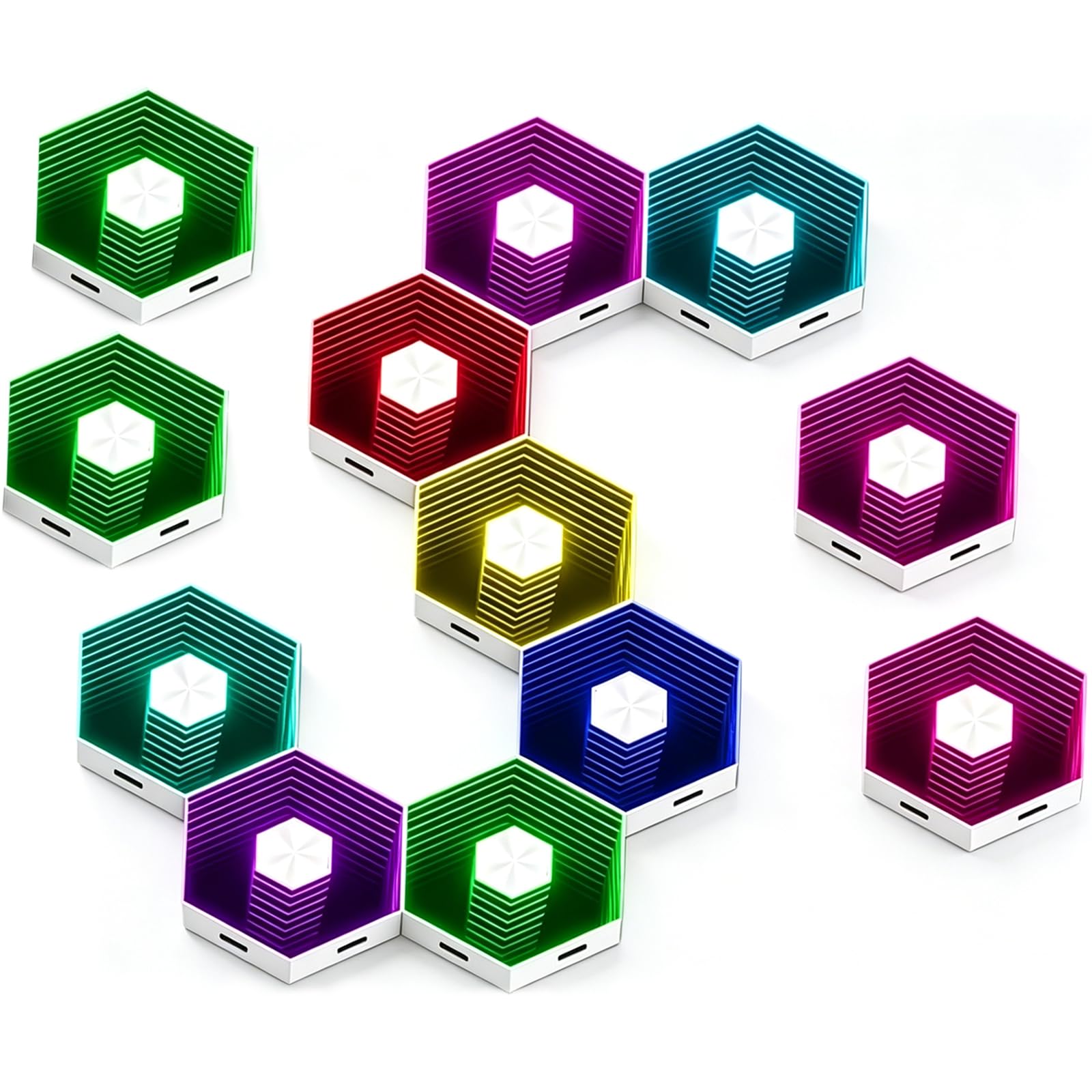 Paneles de Pared LED RGB Hexagon Modulares, Luces de Panal DIY 16 Millones Colores, Control App & Mando a Distancia, Sincronización Musical para Sala Juegos