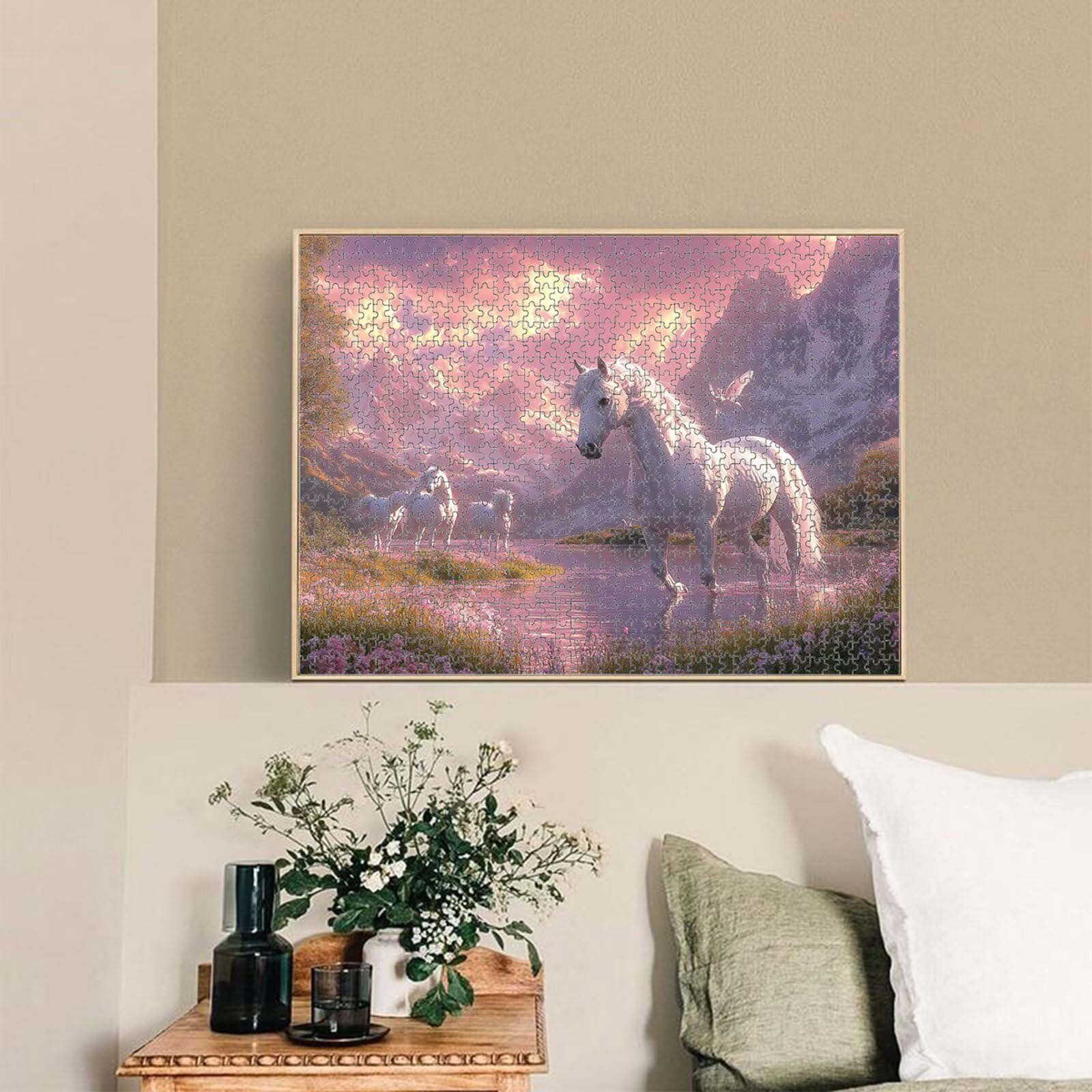 Puzzle 1000 elementów - Wróżka i koń - 1000 elementów Drewniane puzzle z literami na plecach - Dekoracja ścienna i relaks - Kreatywne prezenty dla dorosłych 1T#599