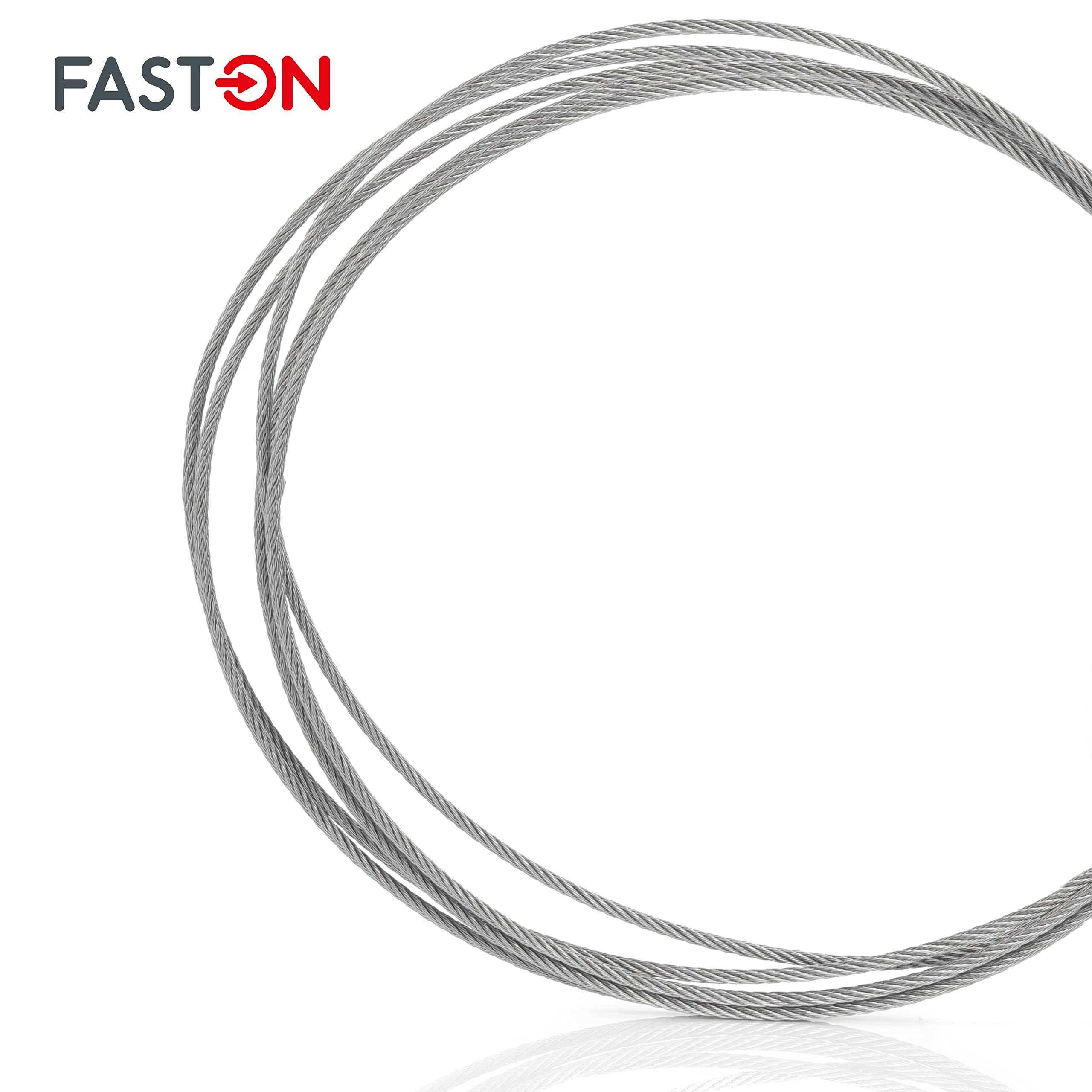 FASTON Drahtseil 6,0 mm 7x7 mittelweich Edelstahl A4 V4A (30 Meter) Drahtseile Edelstahldrahtseile Stahlseil Seil Seilwinde Ösen für Rollen Umlenkrolle Rankhilfe
