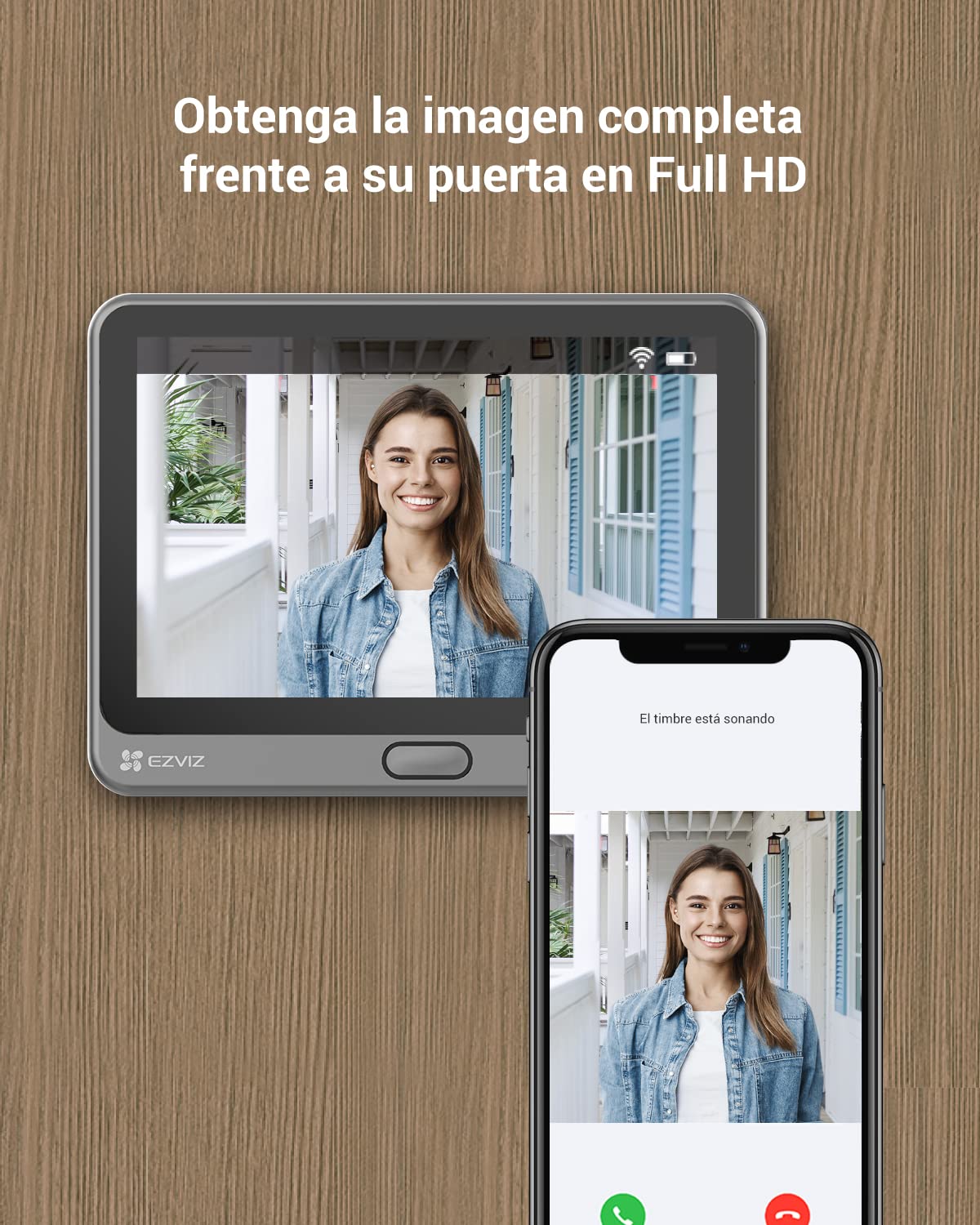 EZVIZ Mirilla Digital de Puerta con Pantalla Táctil a Color de 4.3'' Cámara Video Timbre Inalámbrico Monitor con Batería Recargable 4600mAh,PIR Detección de Movimiento,Audio Bidireccional,Modelo CP4