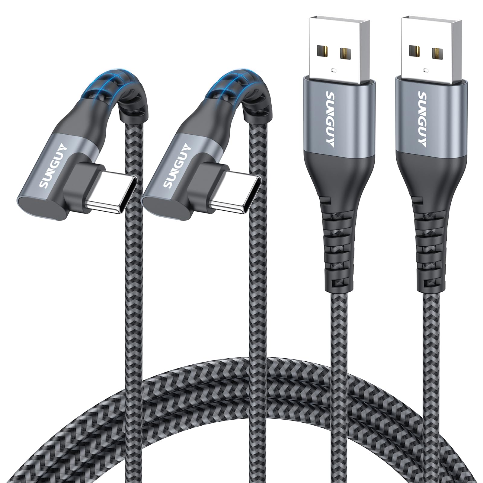 SUNGUY Cable USB A USB C 0.15M [2Pack], 90 grados Cable USB Tipo C 3A QC3.0 Carga Rapida transferencia para iPhone 17/16/15 Pro Max, Galaxy S25 S24, Pixel, iPad — view 10