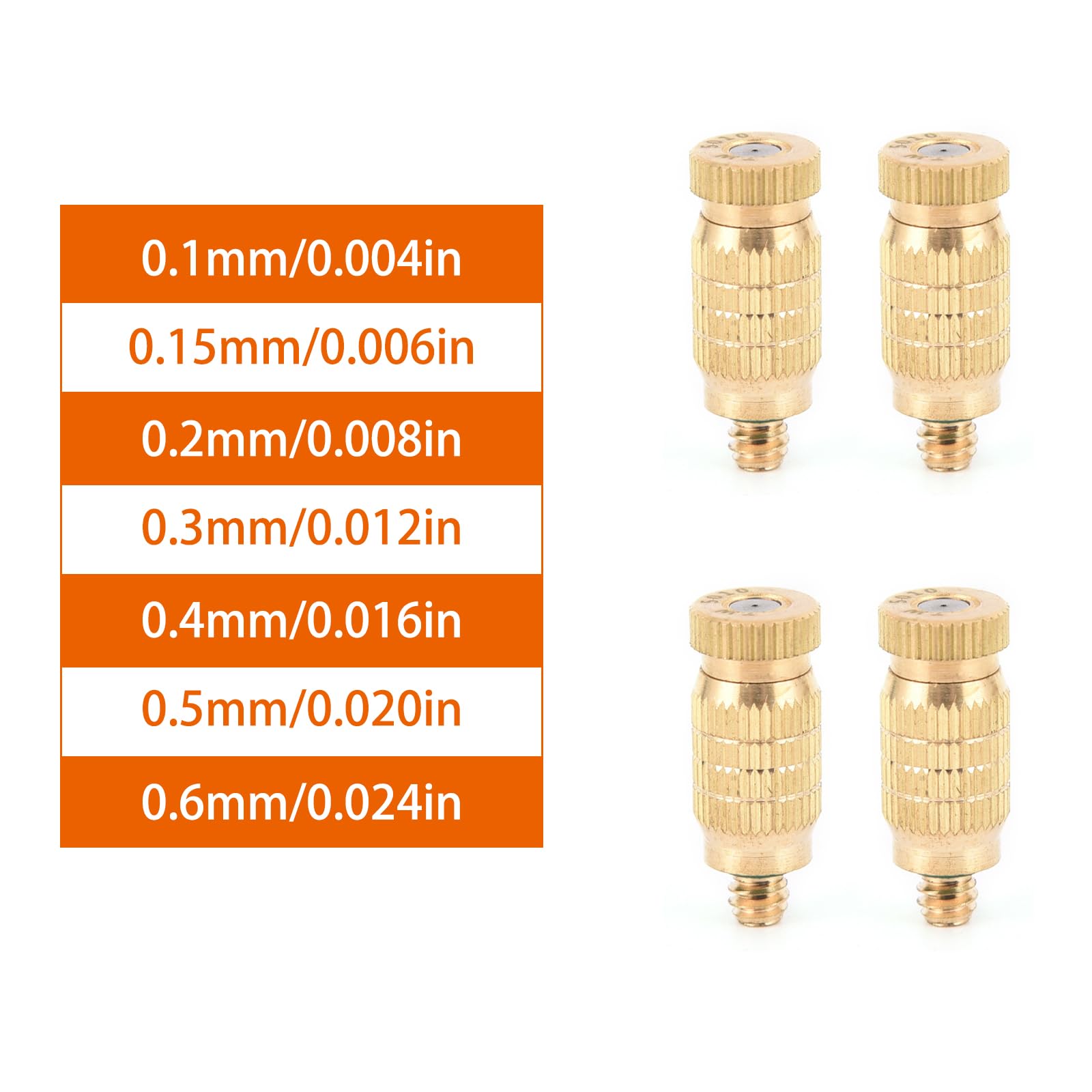 Buse de brumisation Haute Pression en Laiton Anti-Goutte, tête de pulvérisation UNC 10/24 pour système de Refroidissement extérieur et humidification de Serre, 20 pièces, 0,2 mm (0,008")