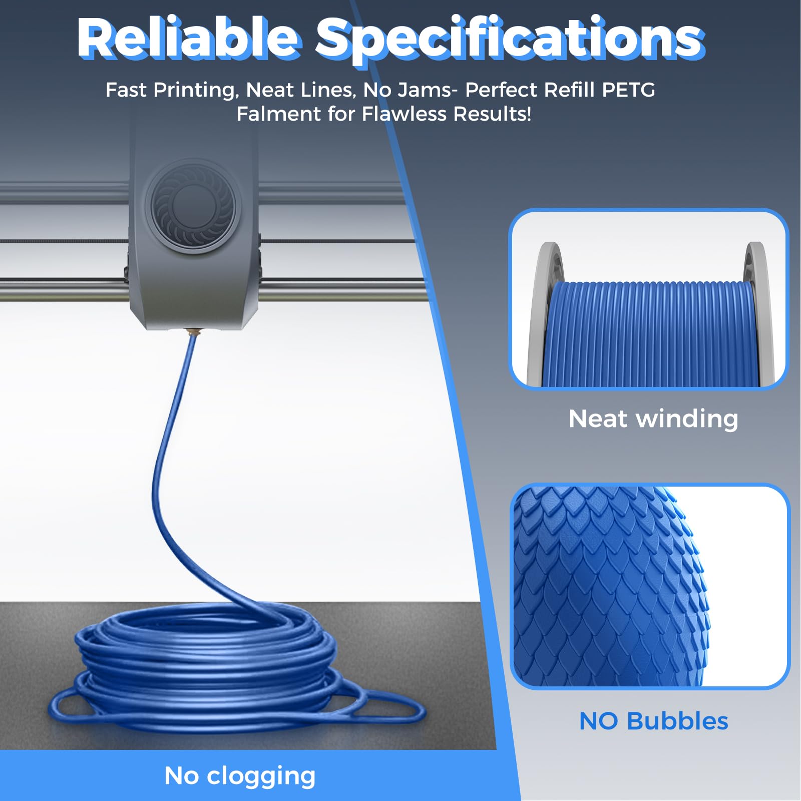 Creality Recharge de filament PETG pour imprimante 3D, 2 kg, 1,75 mm, bobine réutilisable, précision dimensionnelle ± 0,03 mm, PETG bleu et rouge