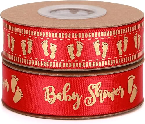 Miniatura 7 de Meseey 40 Yards Its Girl Pink and Blue Ribbon Assorted Foot Print Ribbons for Crafts Cake Baby Shower Birthday,Gift Wrapping, Party Decoration(Pink