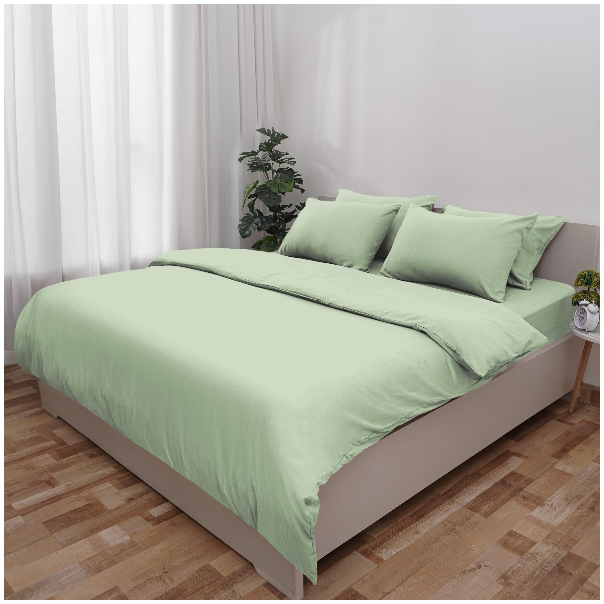 Novo Home Double Bed Duvet Cover Set Light Green – Soft Microfibre Quilt Cover with 2 Pillowcases | Durable, Easy Care Double Bedding for Modern Bedroom Comfort — image 1