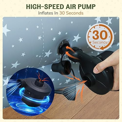 Miniatura 2 de Cama inflable de viaje para niños pequeños con tienda de campaña cama portátil para niños pequeños con bomba de alta velocidad y bolsa de transporte