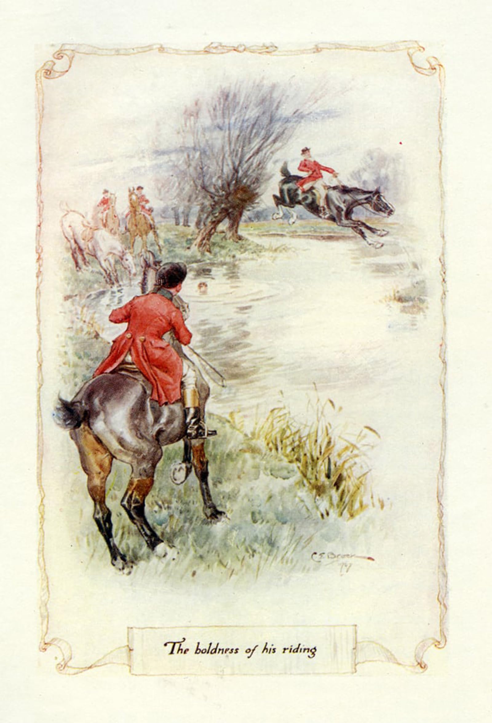 Artxlxxbn No Frame Famous Prints Artwork Pictures Poster Painting Art The Boldness Of His Riding By Charles Edmund Brock Artwork Landscape Pictures For Home Decor 60X90cm