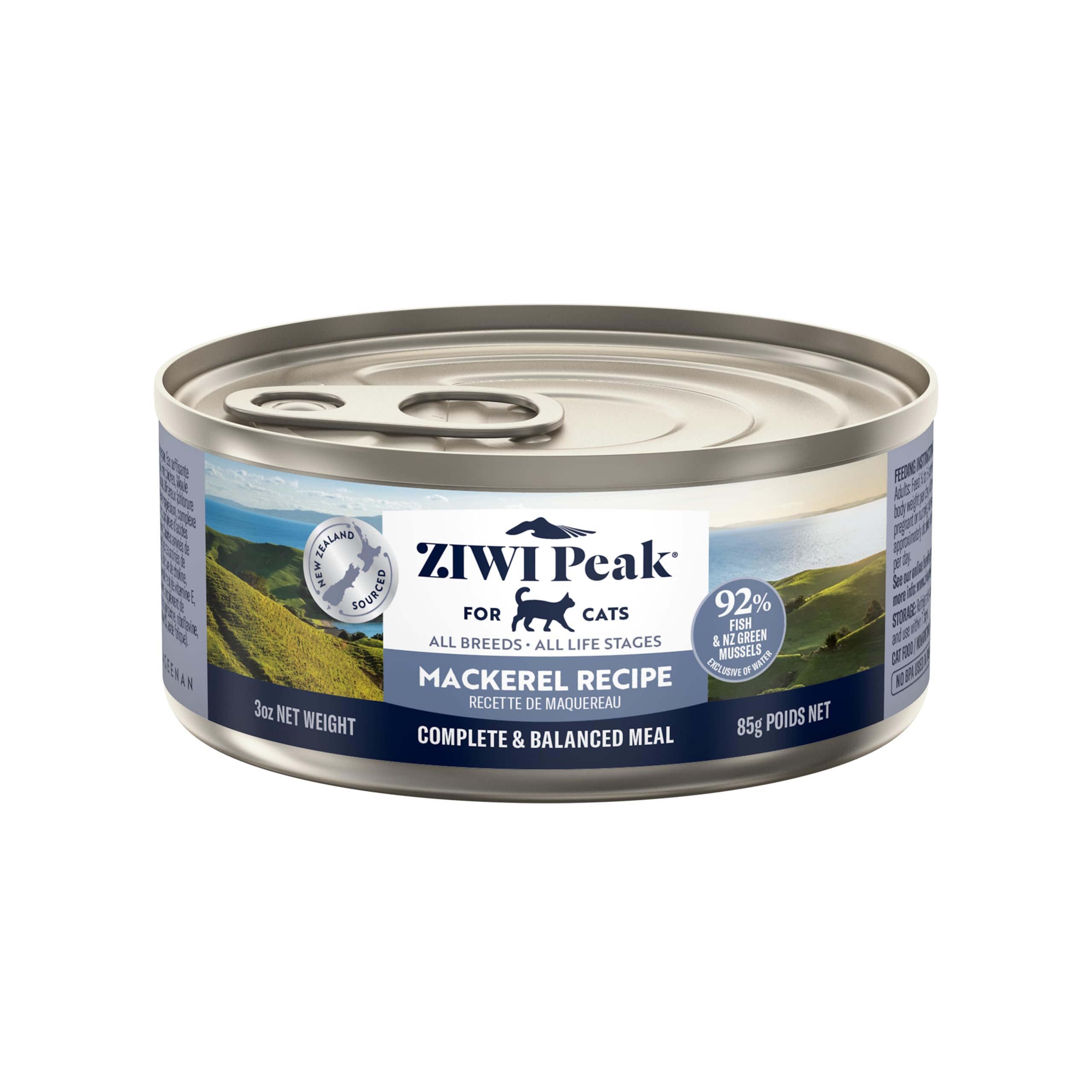 ZIWI Peak Wet Cat Food – All Natural, High Protein, Grain Free, Limited Ingredient, with Superfoods (Mackerel, Case of 24, 3oz Cans)