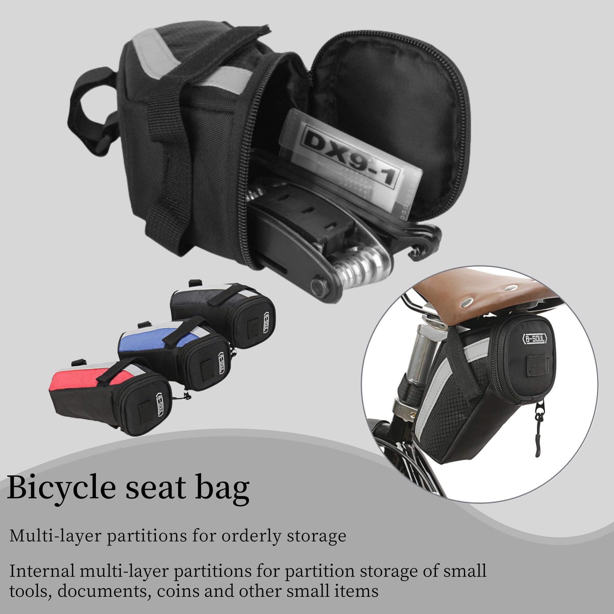 UNIQOCK 2 Pack Bike Seat Bag, Cycling Bag,Bicycle Saddle Bag,Bicycle Saddle Bag With reflective for a Safety ride Seat Bag, Bike Bag,bike bags for Mountain Road Bikes
