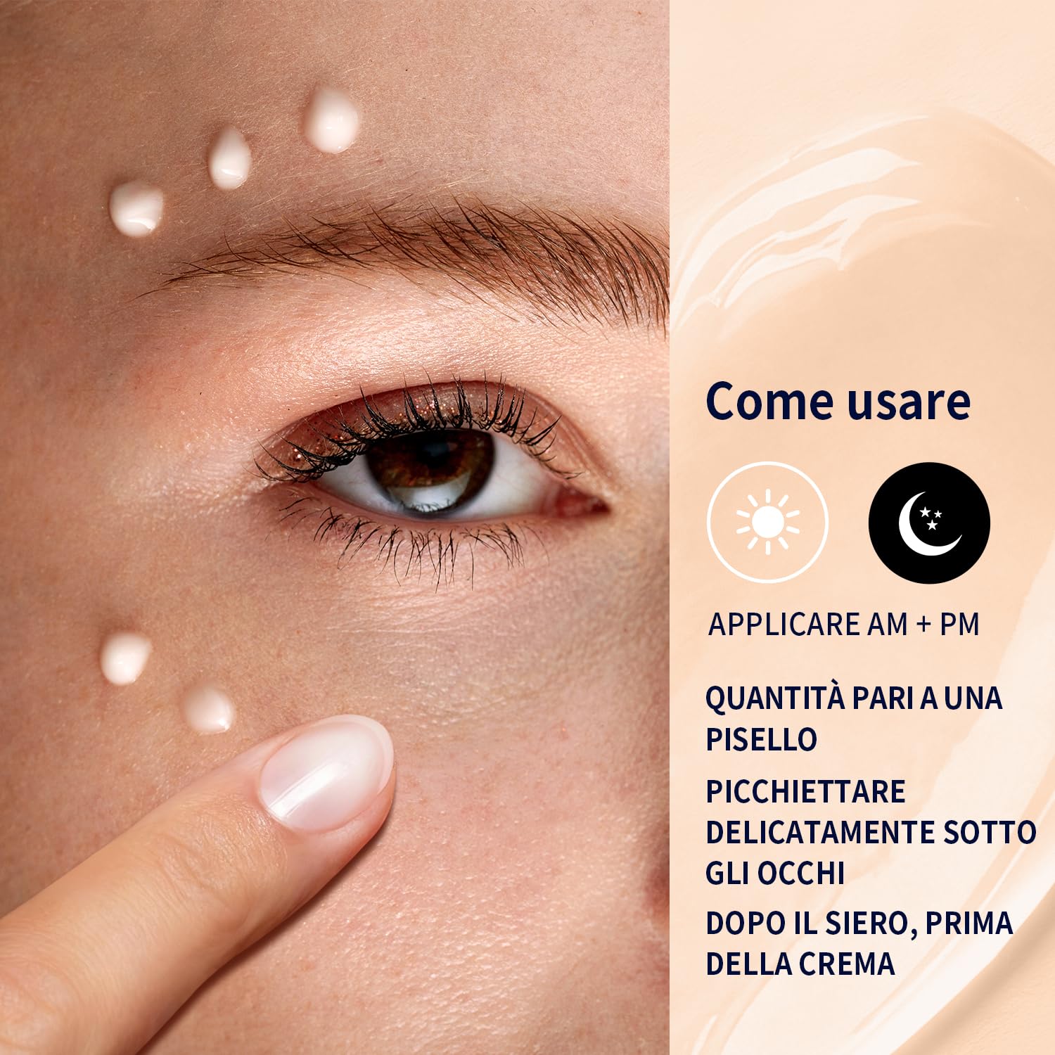 Crema Contorno Occhi 20ml con Caffeina, Peptidi e Acido Ialuronico | Eye cream idratante, crema occhi per contorno occhi antirughe, occhiaie e borse visibili, linee sottili e occhi stanchi