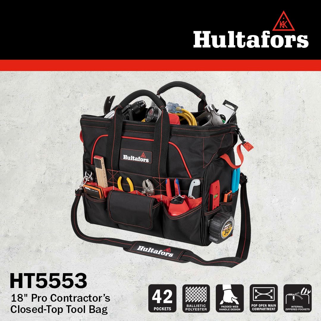 Hultafors Work Gear HT5553 - Bolsa de herramientas para contratistas profesionales de 18 pulgadas