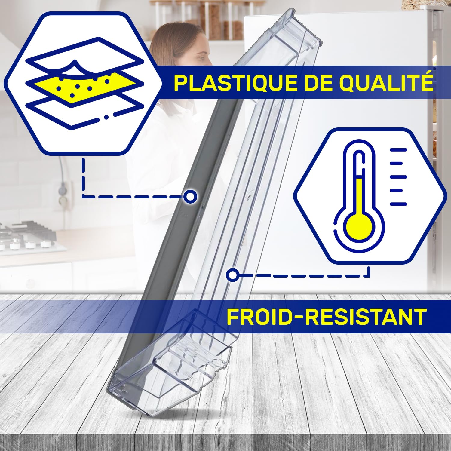 Balconnet pour Porte-Bouteille du Frigo 420x102x40 mm avec le Code Original 11006127 pour Neff - MADE IN GERMANY - Garantie de 10 Ans - MONTERAL