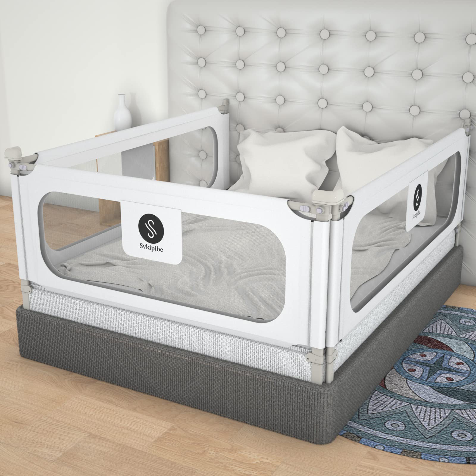 Photo 1 of Svkipibe Bed Rails for Toddlers - 2022 New Extra Long Bed Guardrail Full Size Baby Bed Rails for Twin, Double, Queen and King Beds (1 Side 74.80'' ×27‘’) 1 Side (74.80''L ×27‘’H)