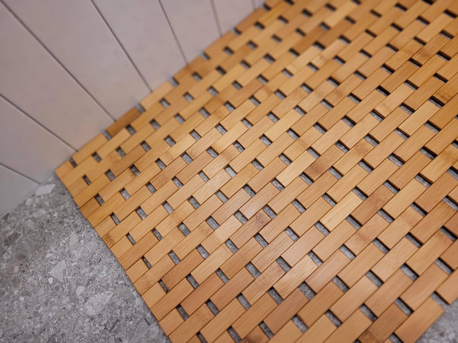 Tappetino da bagno in bambù, 80 x 50 cm, antiscivolo, impermeabile, ad asciugatura rapida