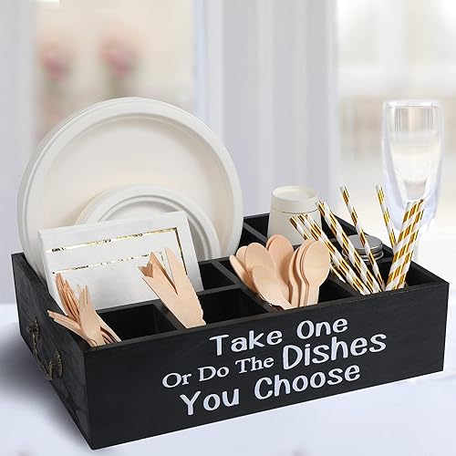 Miniatura 5 de Soporte grande para platos de papel, organizador de utensilios para encimera, cubiertos de cocina para tazas, tenedores, cucharas, platos,