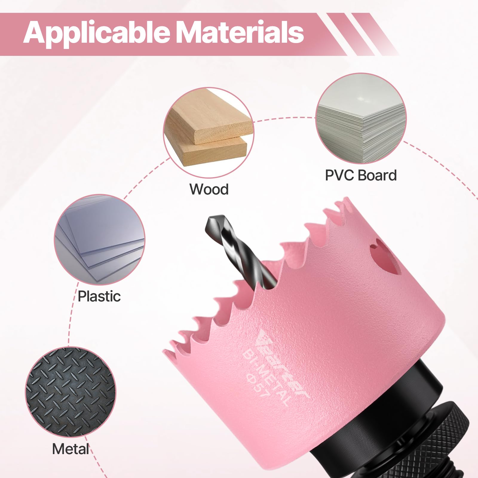 Vearter 15PCS Bimetal Hole Saw Sets, 19-57mm Bi-Metal Holesaw Set, M42 Cobalt Hole Cutter with Arbors for Wood Metal Sheet - Image 3