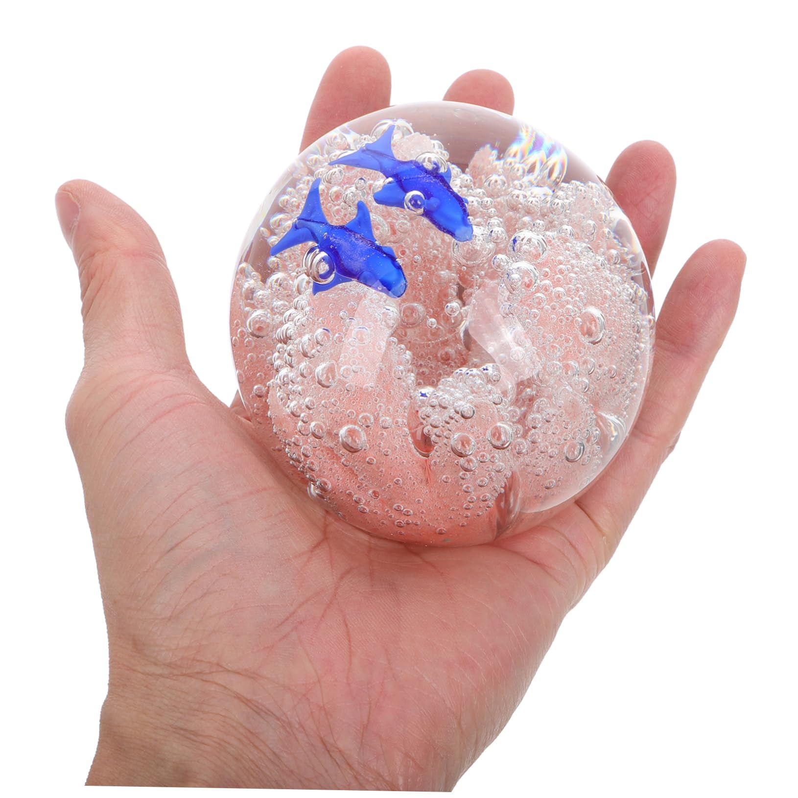 Sfera in Vetro Forma di Barriera Corallina Decorazione per Acquario Animali Marini Scultura di Pesci e Coralli Sfera in Vetro Corallo Ornamento per Acquario Soffiato Mano