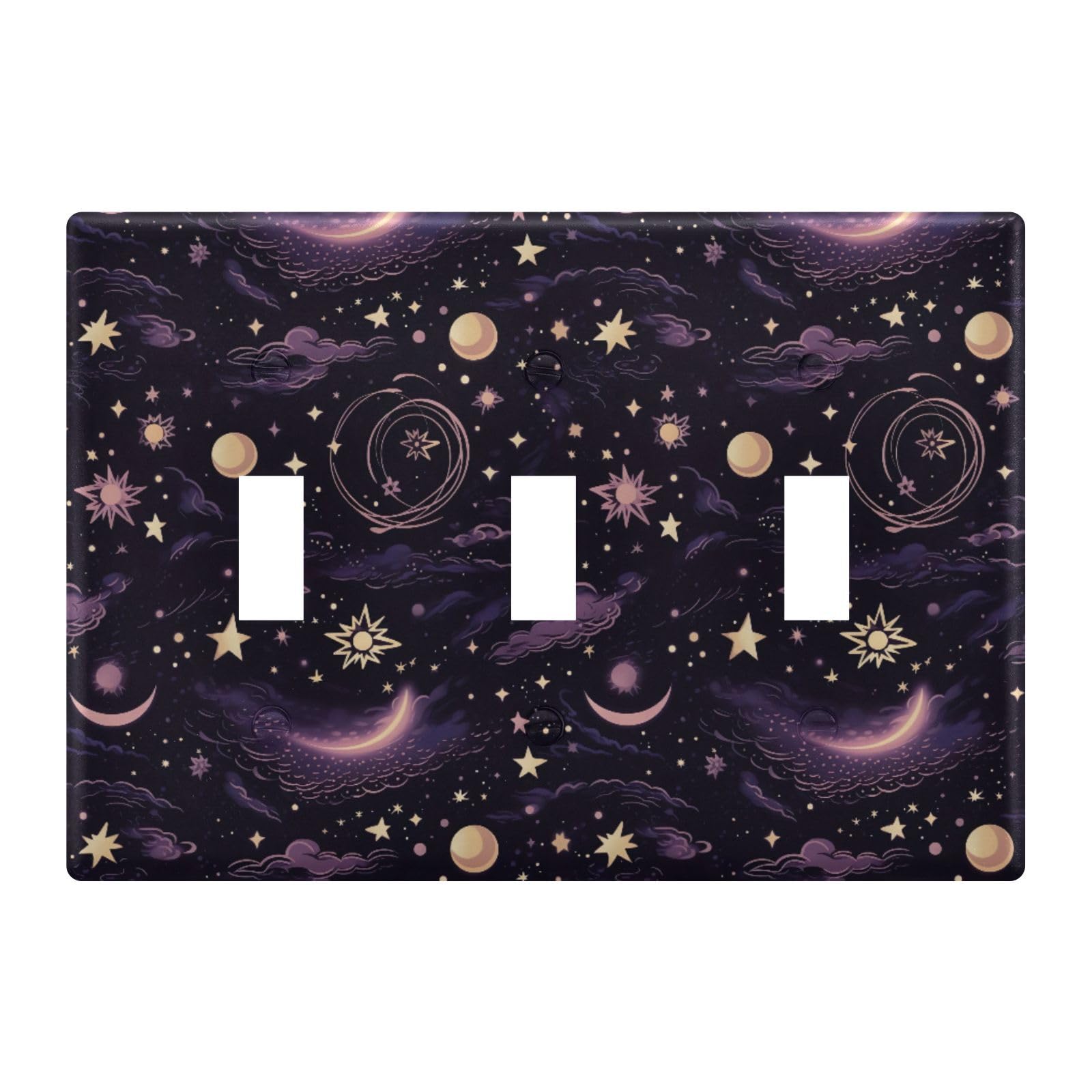 Light Switch Cover Moon Star Boho Wall Plates for Electrical Outlets 3 Gang 202a8602