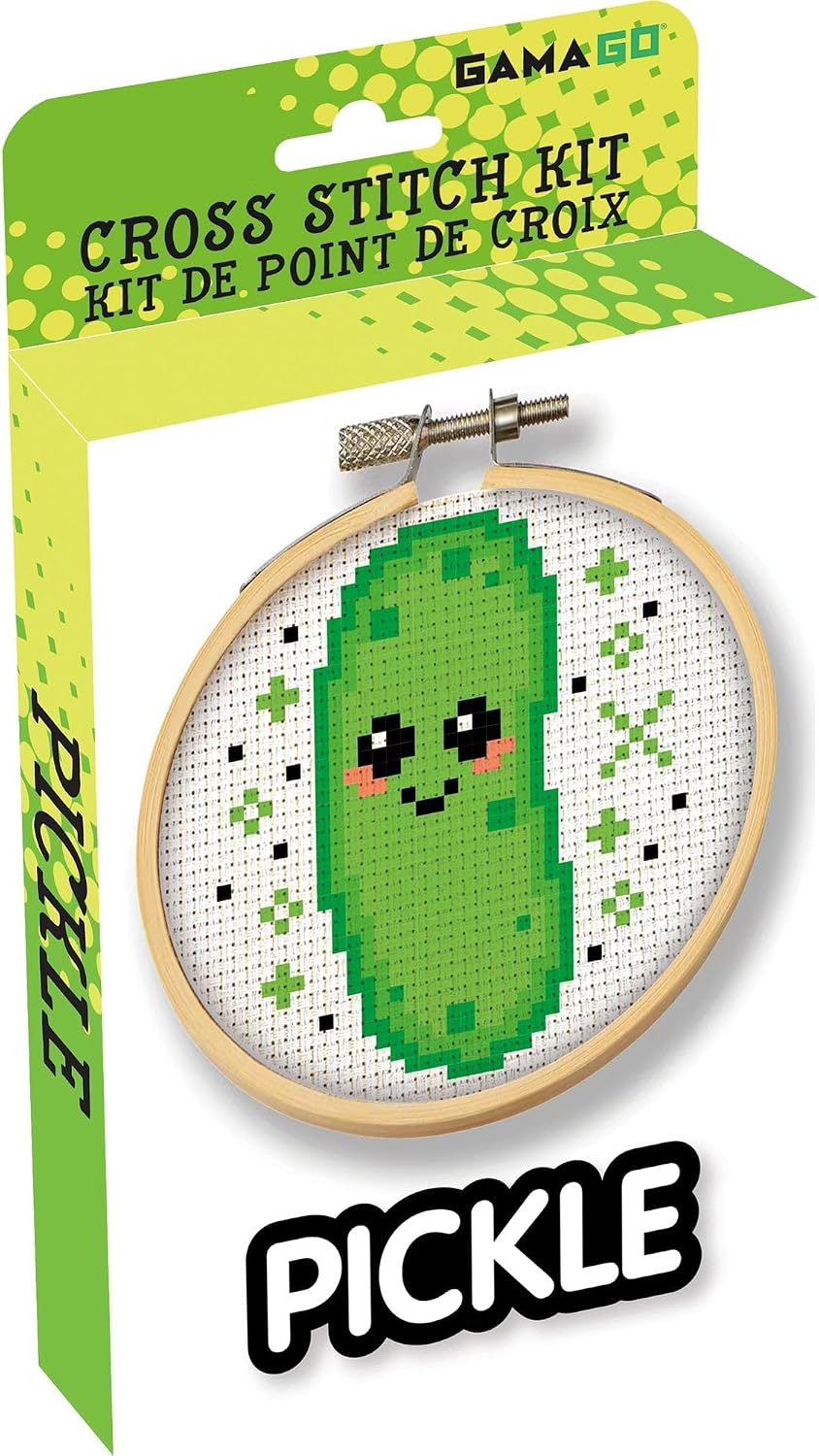 GAMAGO Pickle Stamped Small Cross Stitch Kit for Beginners