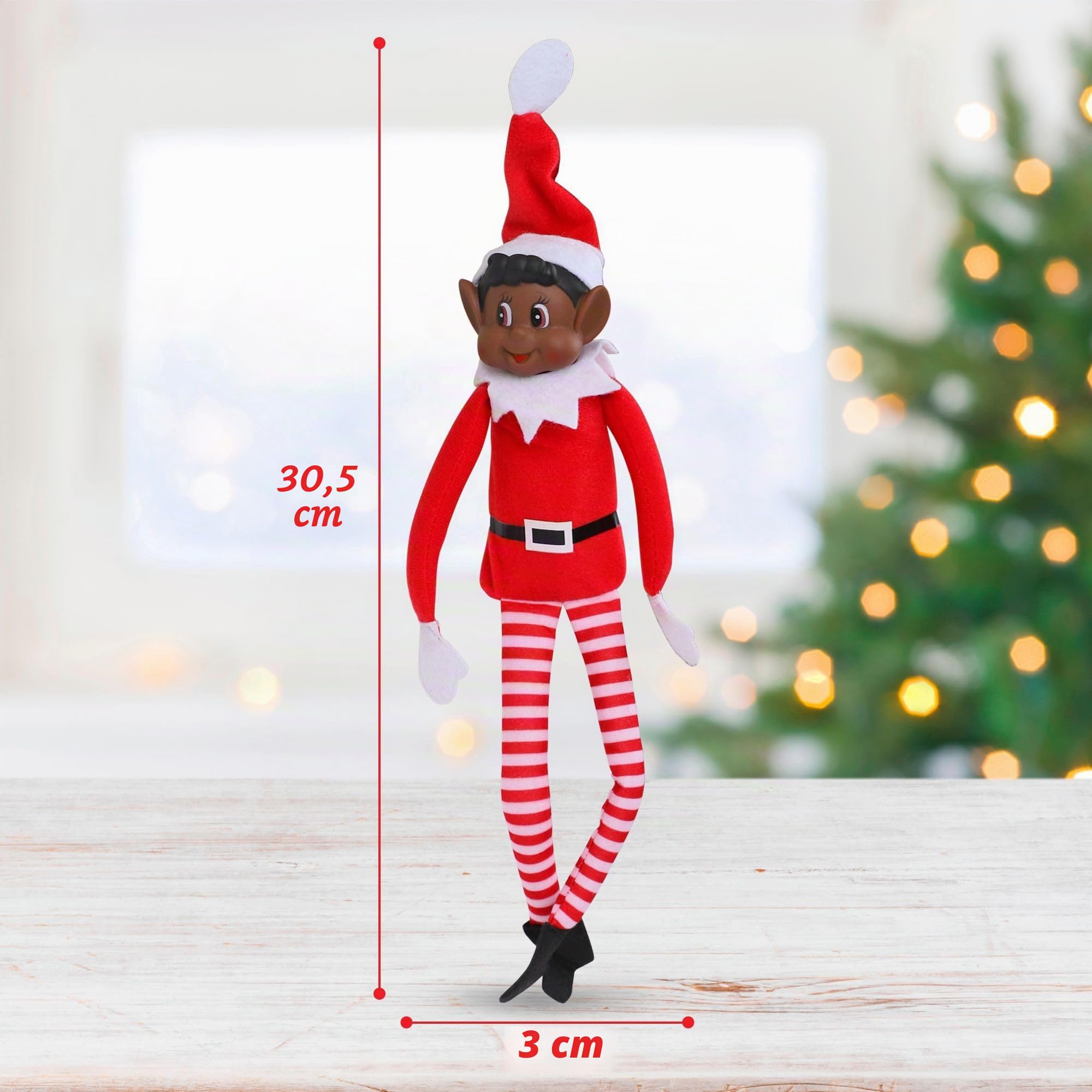 Elves Behavin' Badly Elfos se comportan Mal Elfo de Color de 12 Pulgadas con Cara de Vinilo y Cuerpo Suave - Elfo Travieso de Navidad (Elf Negro)