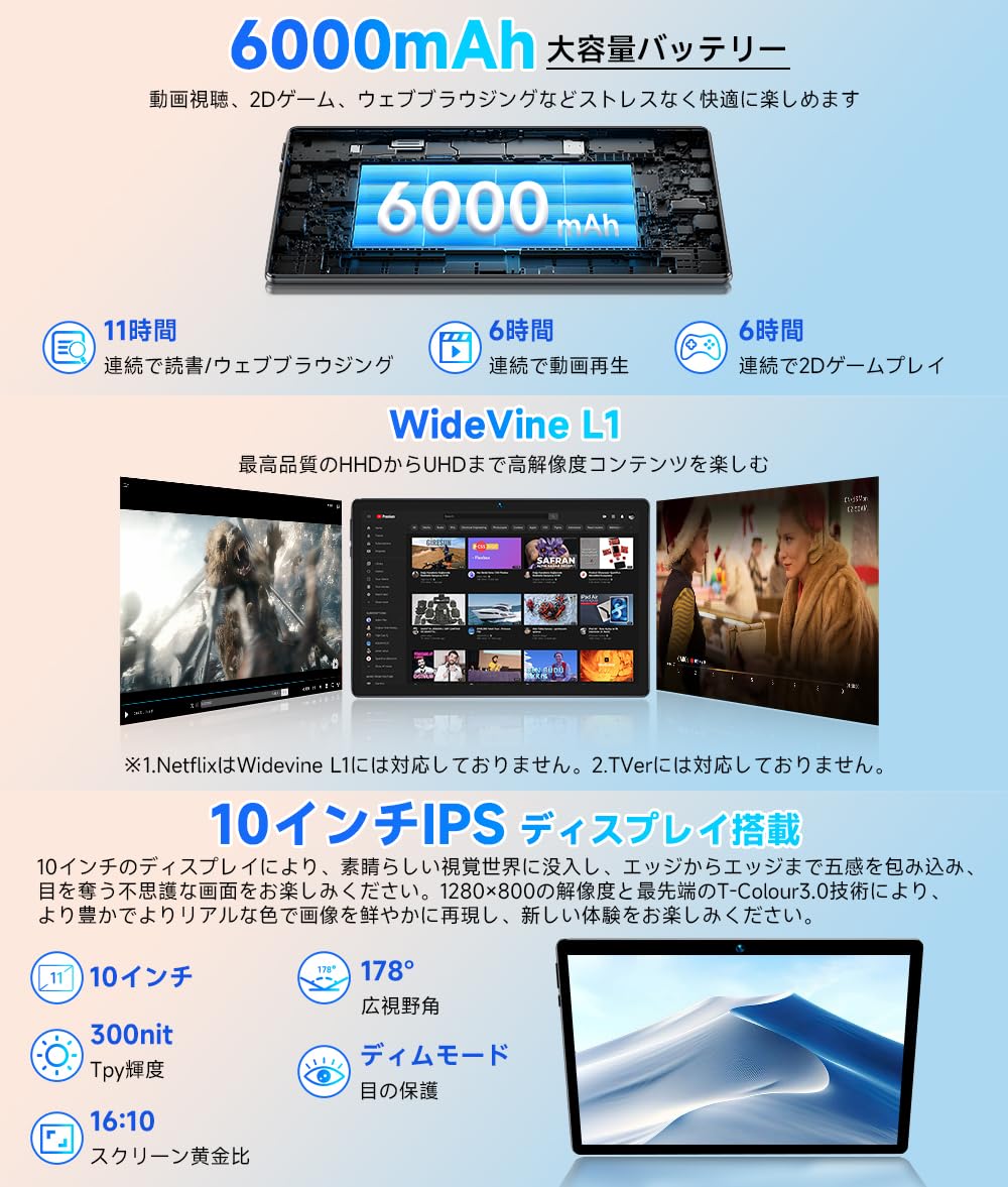 Amazon.co.jp: 【初登場AI タブレット 大画面 10インチ Wi-fiモデル
