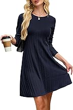 AUSELILY Women's Knitted Dress Long Sleeve Round Neck Winter Dresses Jersey Dress Premama