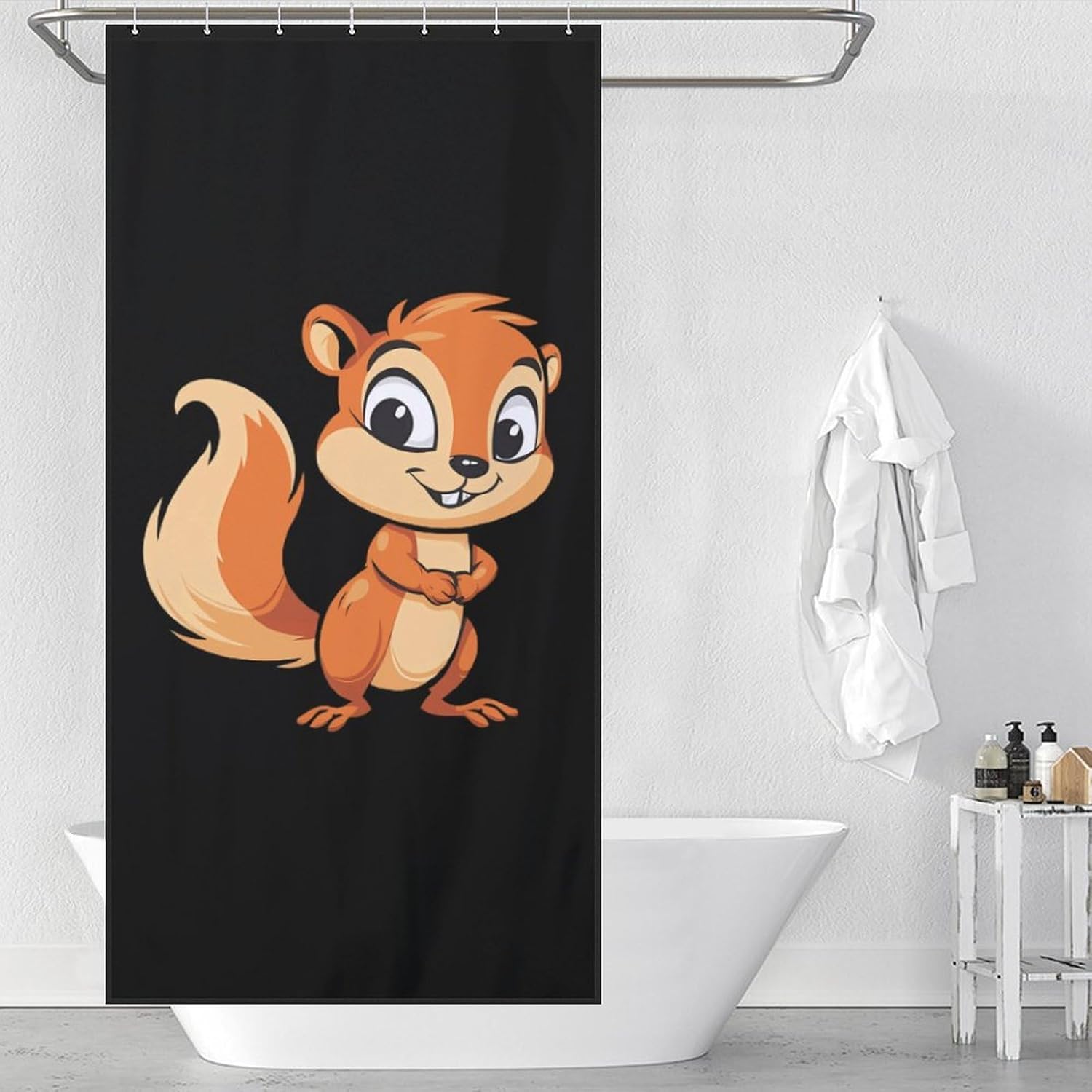 Beauty Squirrel Funny Shower Curtains Washable Bath Curtain Liner with Hooks for Bathroom Bath Tubs