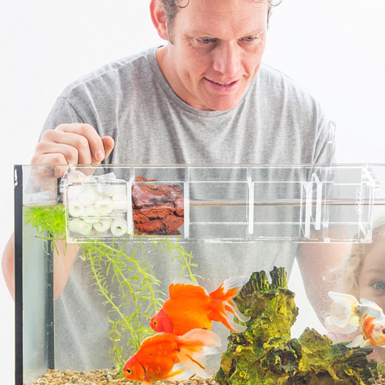 DOITOOL Transparente Aquarium Filter Kasten aus Acryl Multifunktionaler Hängefilterkasten mit Schneller Schadstoffentfernung Einfache Struktur für Heim Aquarien und Fischbecken