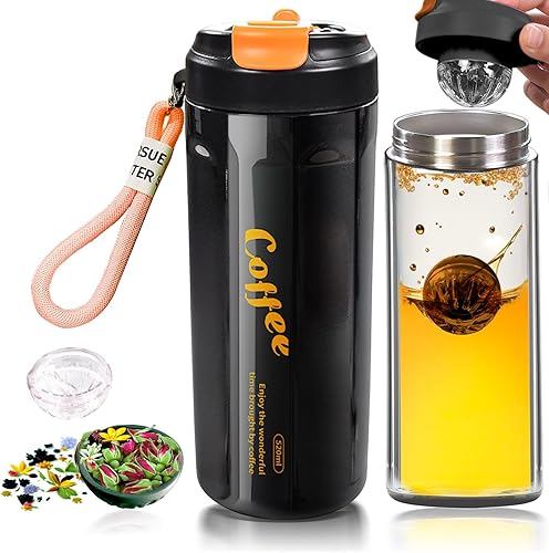 Termo de cerveza de té con infusor Diseño de bola de té magnética para control de tiempo de infusión de té suelto Interruptor de succión magnético