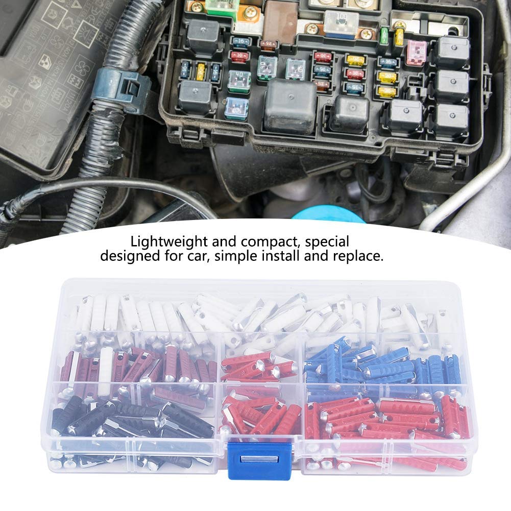 Boîte à fusibles de voiture, kit de fusibles de voiture 200 pièces pour un circuit de protection de fonctionnement sûr