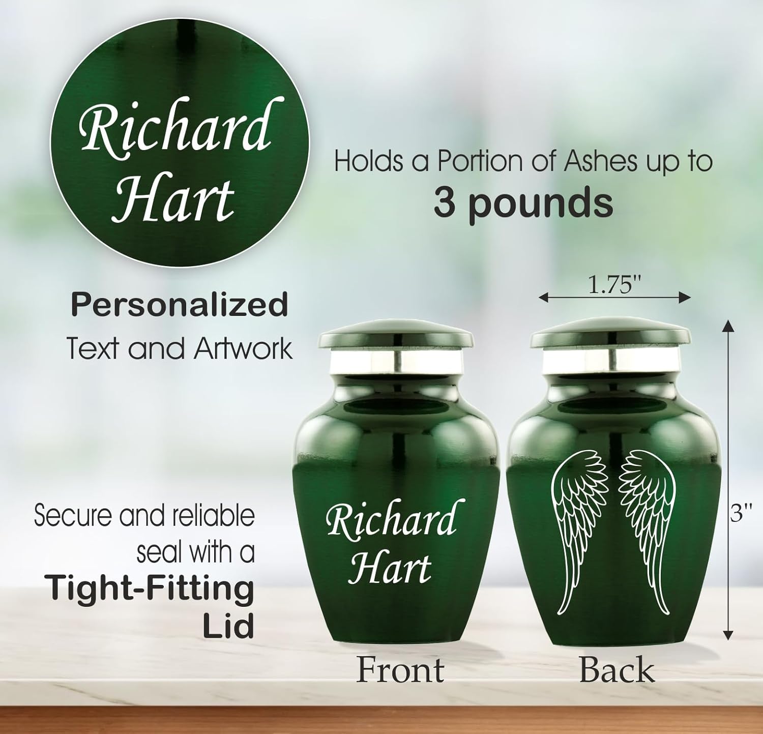 Personalized Engraving Angel Wings Keepsake Cremation Urns for Human Ashes - Decorative Urns for Ashes Female & Male, Urns for Ashes Adult, Funeral Urns - 4 Small Keepsakes