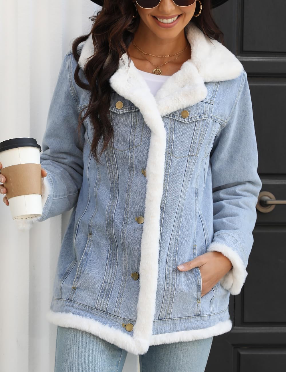 Bellivera Women Twill Parka Jacket, Winter Fashion Warm Long Hood Coat with Faux Fur Collar - Image 5