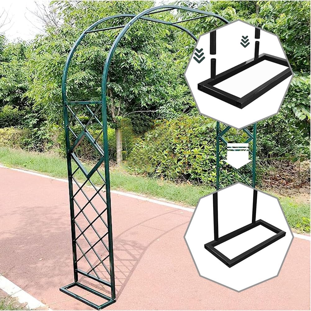 Arco nuziale in metallo per decorazioni, robusto arco nero per piante rampicanti, ideale per prato, giardino, decorazione per feste (W180 x H230 cm)