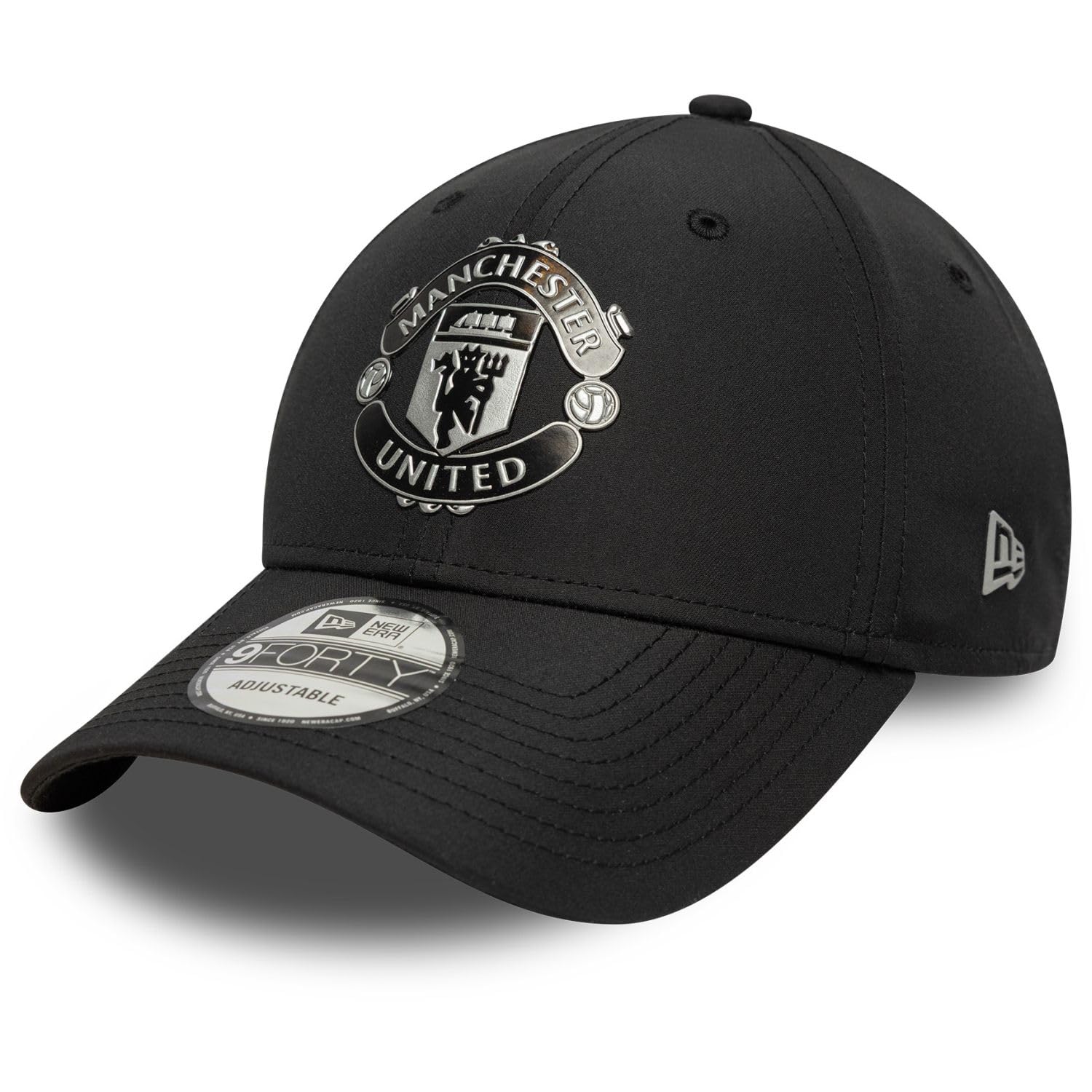 New Era Reflective 9FORTY MANUTD BLK Mens Caps, Black, OSFM