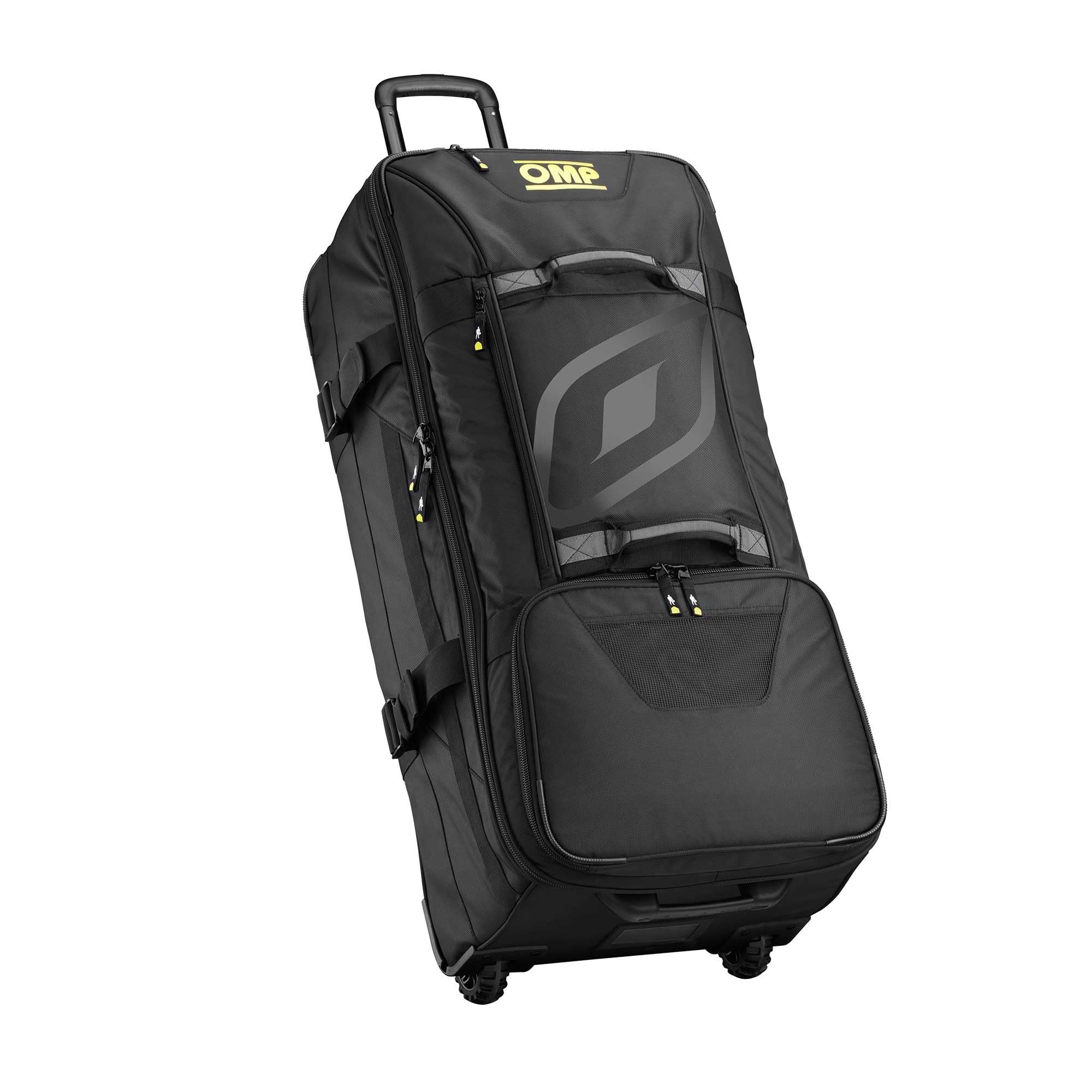OMP Gear Bag, Large Trolley, 92 cm Long x 42 cm Wide x 36 cm Tall, Roller Wheels, Zipper Closure, Retractable Handle, OMP Logo, Nylon, Black, Each