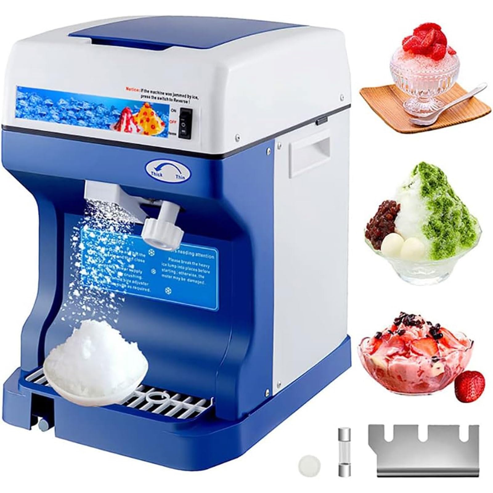 FHRKA Electric Shaved Ice Machine,2L Electric Snow Cone Machine Smoothie Blender with Adjustable Texture,265LBs/hr Snow Cone Maker