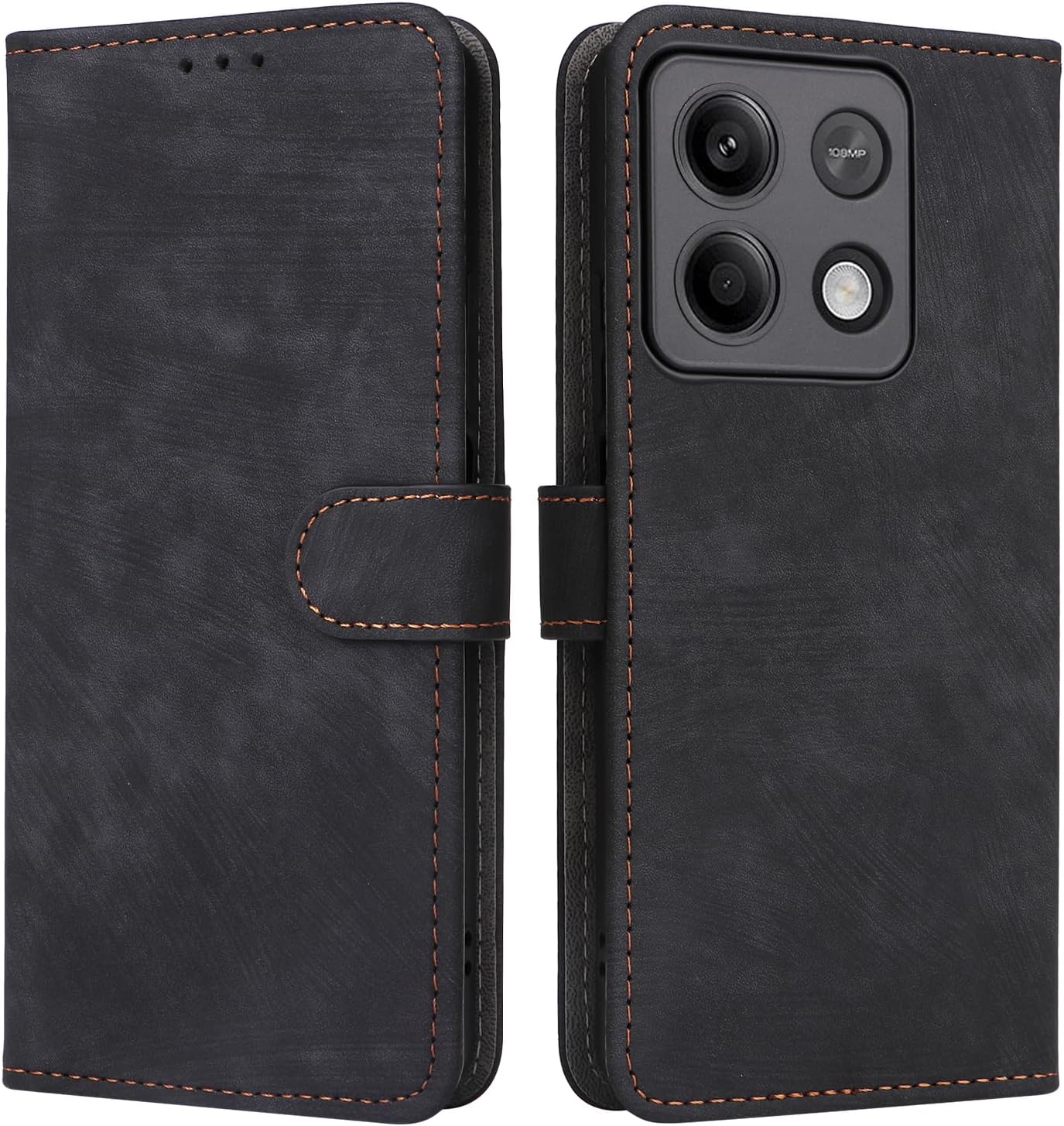 Case for POCO M6 Pro Cover Shockproof Leather Wallet Case with [RFID Blocking] Credit Card Holder Stand Book TPU Flip Case Folio Phone Cover for Xiaomi POCO M6 Pro 4G Black
