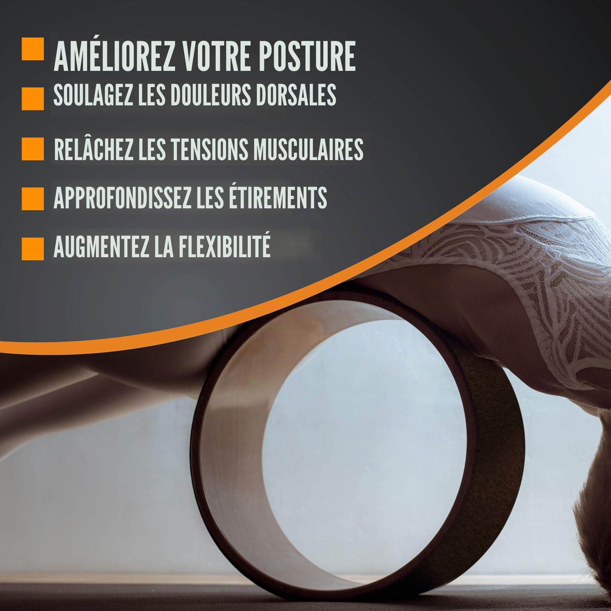 Roue Yoga et Briques Yoga en Liège- avec eBook et Sangle Yoga Inclus- Briques de Yoga Extra-Fermes à Haute-Densité, Meilleur Maintien, Naturel et Respectueux de l'Environnement