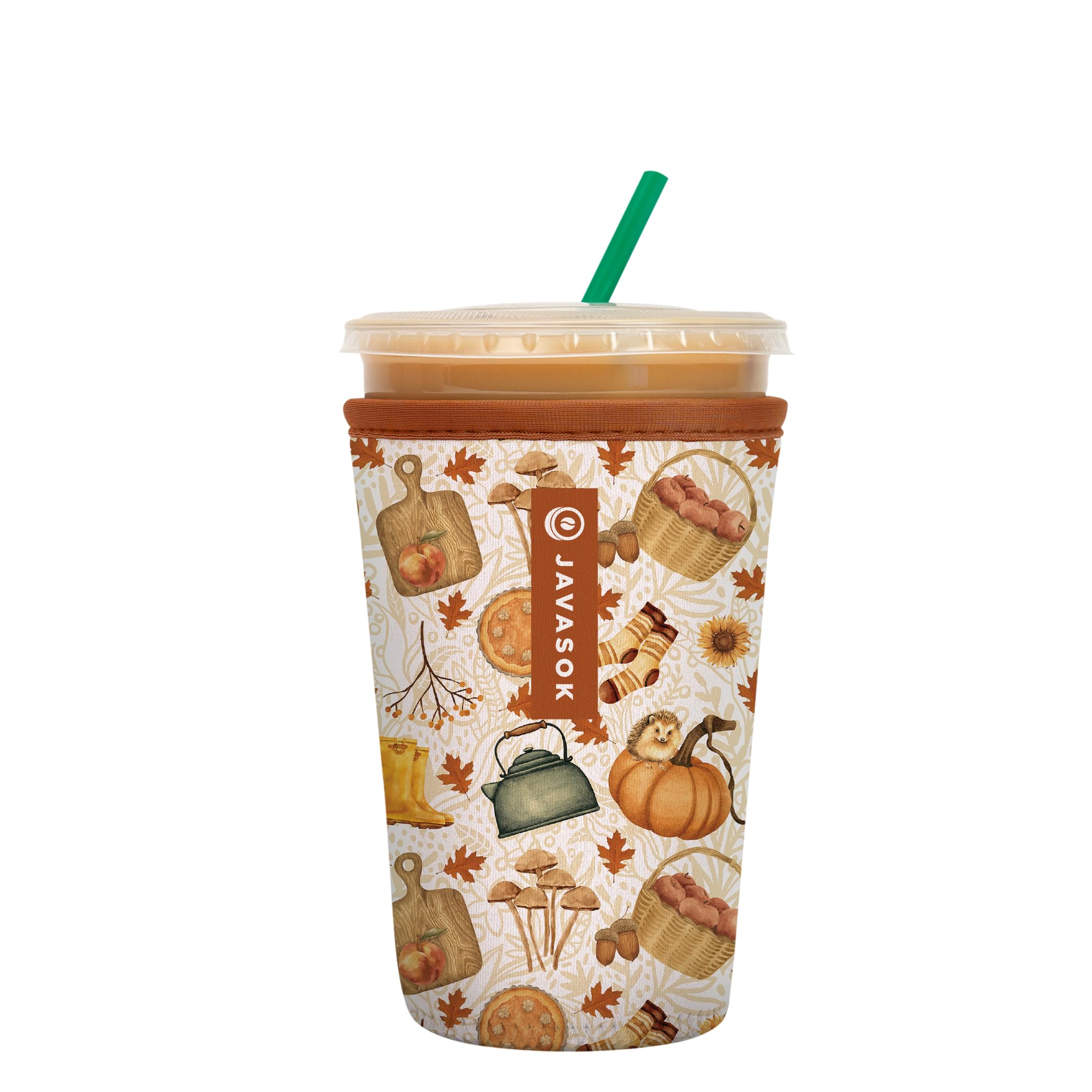 Sok It JavaSok Iced Coffee &amp; Cold Soda Insulated Neoprene Cup Sleeve (Cozy Season, Medium: 22-28oz)
