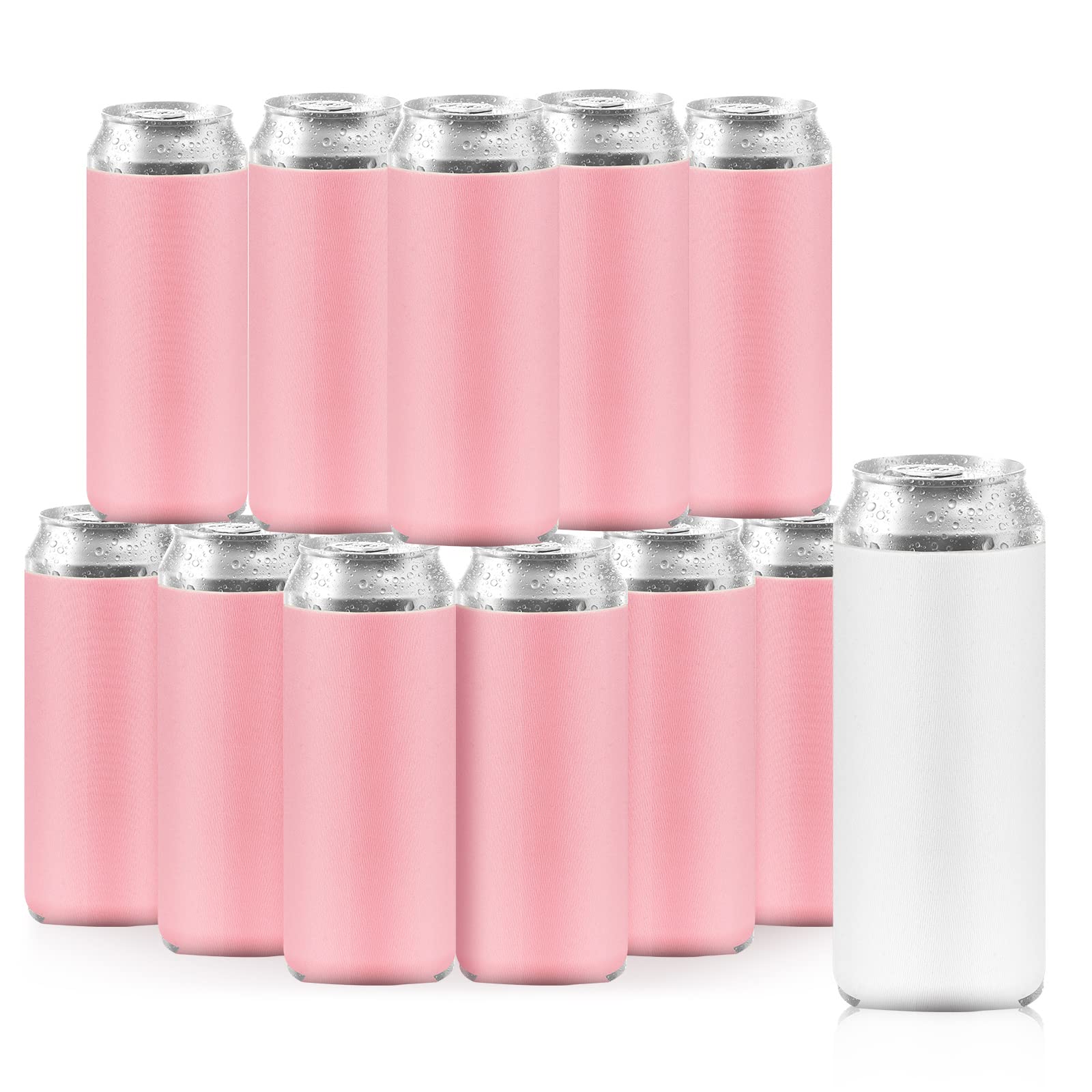 12 Pcs Beer Can Coolers for Bachelorette Party, DIY Skinny Can Sleeves, Bridesmaid Beverage Sleeves, Insulated Neoprene Drink Holders for Bachelorette Party, Weddings Decorations, Supplies,favors