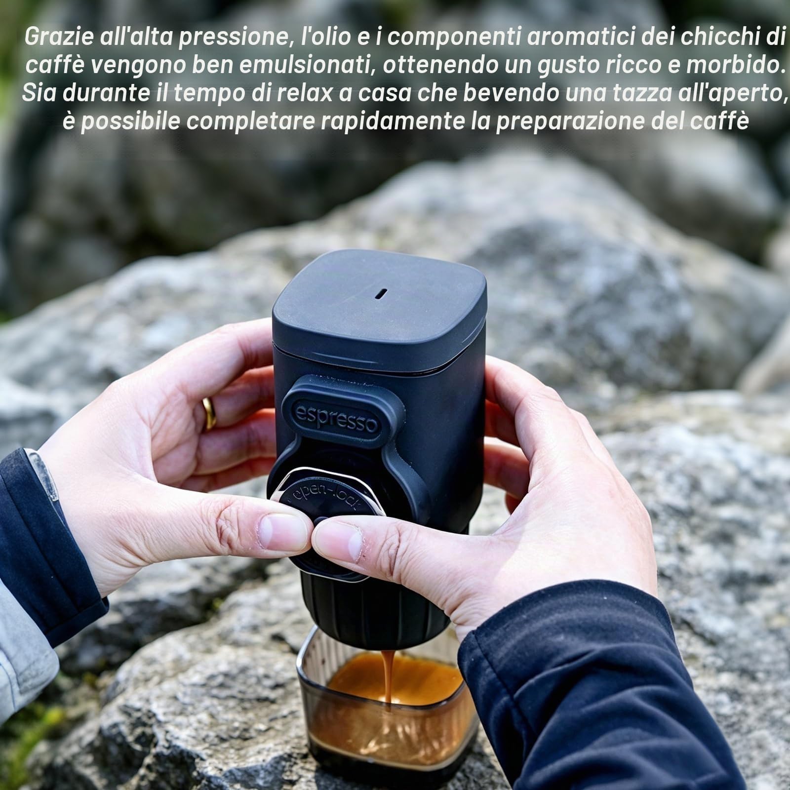 OBEST Macchina per caffè espresso portatile, Minipresso per viaggiare | macchina da caffè manuale espresso, viaggi all'aperto escursionismo, acchina da caffè portatile per campeggio