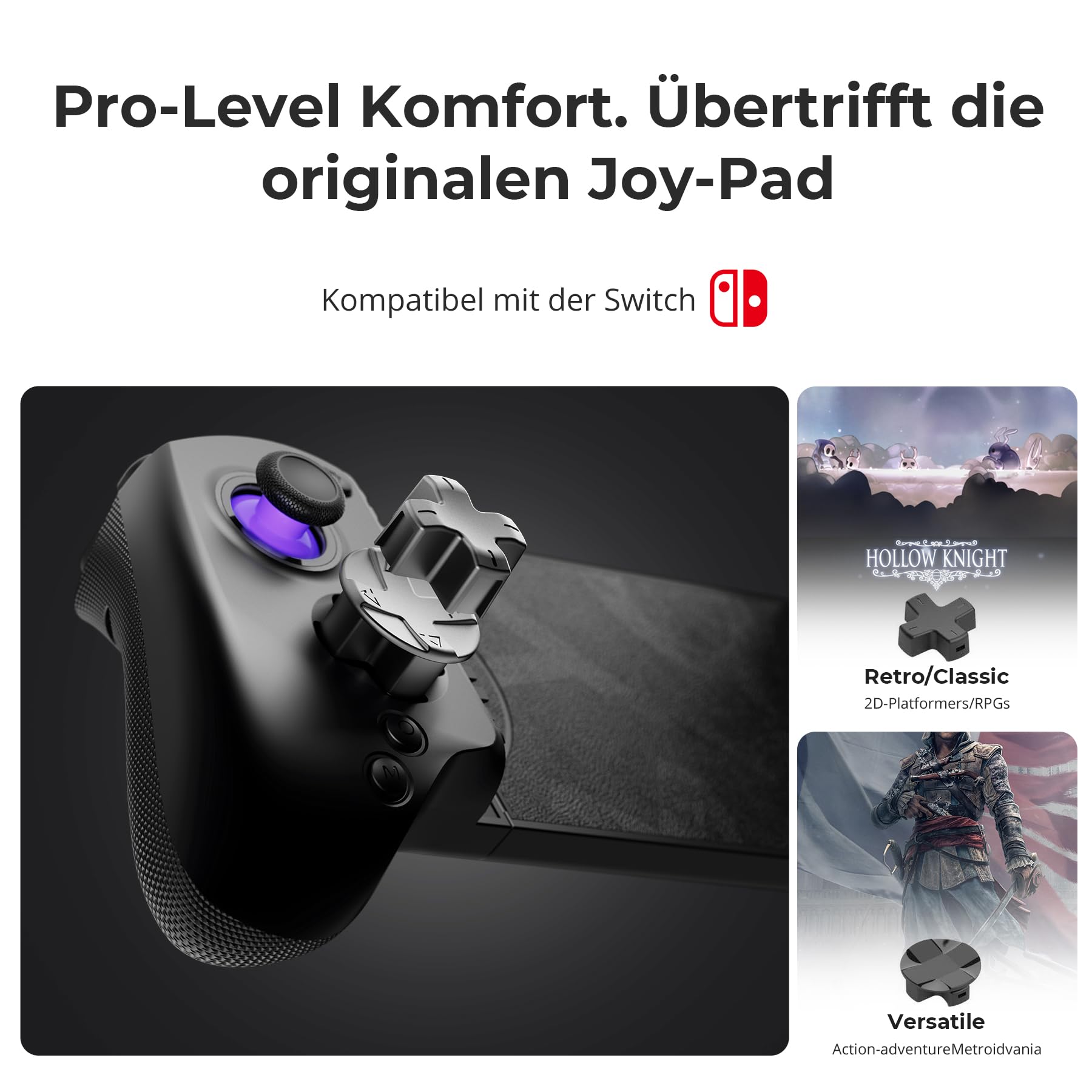 abxylute S8 Bluetooth Mobile Controller für iPhone15/16/17, iPad, Android-Handys, Tablets, Switch 1 & 2 – Drahtloses Gamepad mit Hall-Sensor Joystick, Hall-Sensor Trigger, Schwarz (black)