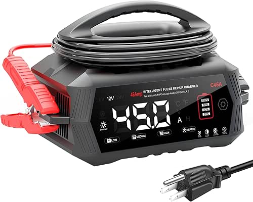 Battery Charger 45Amp,6V/12V/24V Lithium,LiFePO4,Lead Acid,Fully-Automatic Smart Car Battery Charger,Trickle Charger