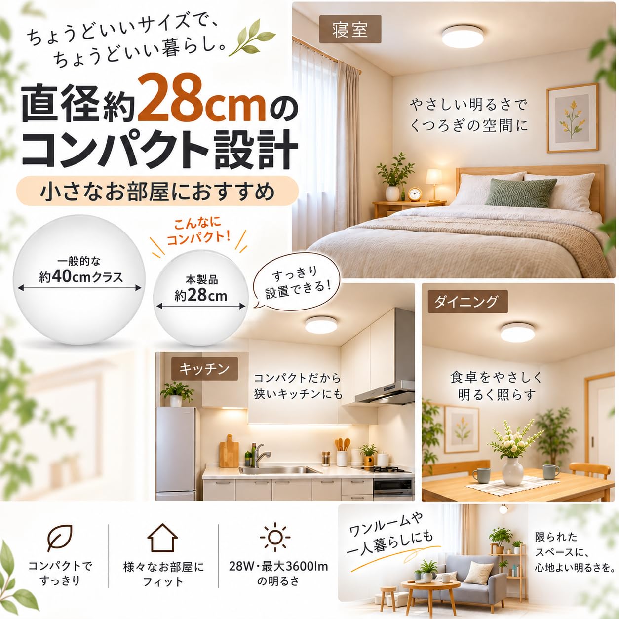 Amazon.co.jp : 「Coizabera」LEDシーリングライト 6畳 28W 3600lm 多