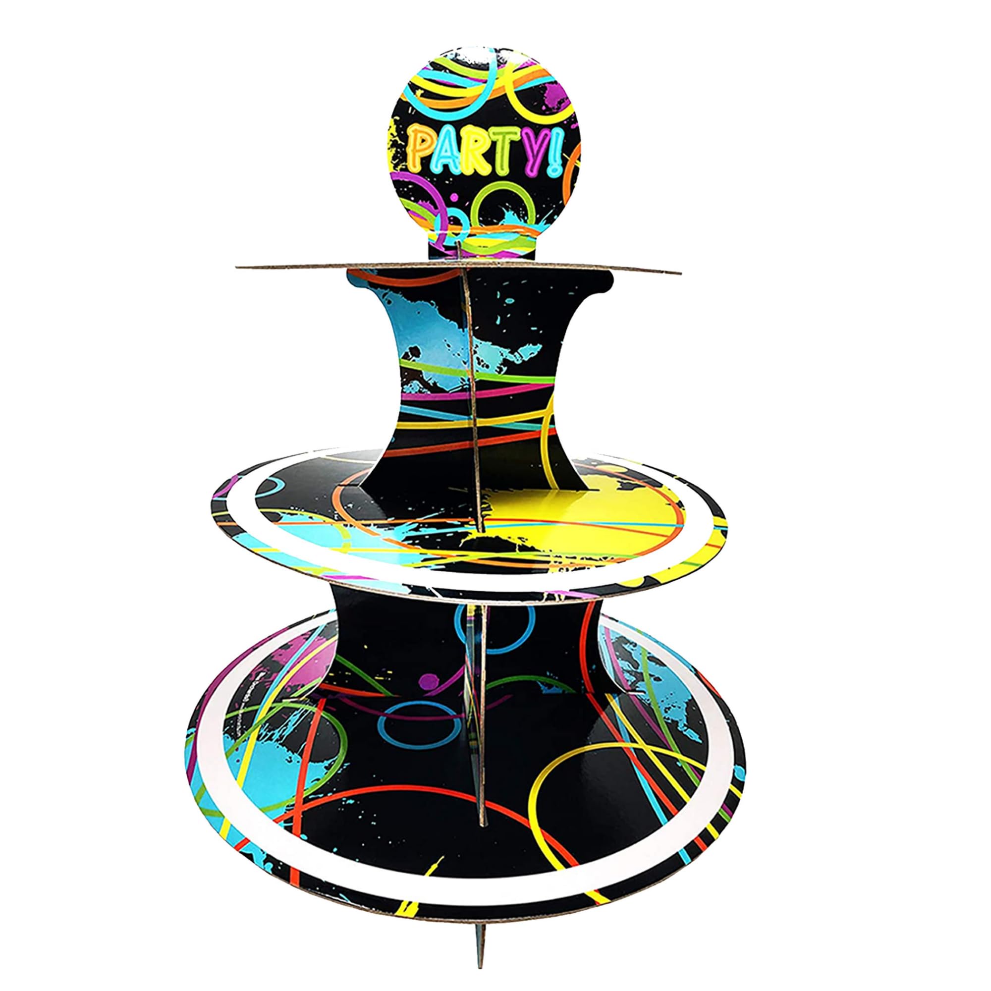 Blue OrchardsGlow Party 3 Tier Cupcake Stand - Glow Party Supplies and Decorations, Neon Party Supplies, Neon Party Decorations, Glow Party Decorations, Glow Birthday Party