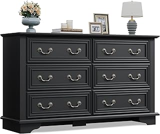 WLIVE Farmhouse Dresser for Bedroom, 51.97'' Wide Wood 6 Drawer Dresser,...