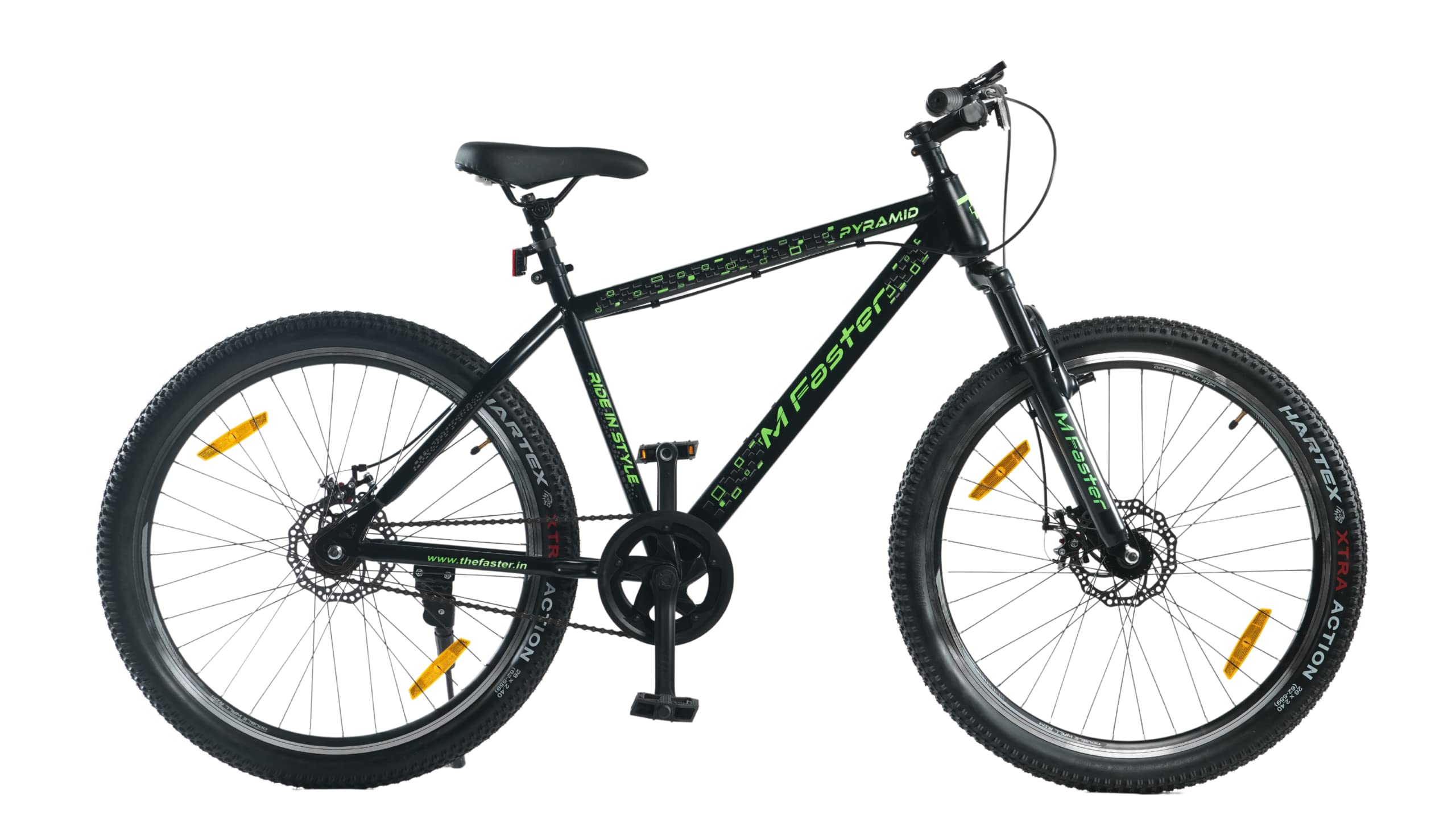 The Faster Pyramid Single Speed Cycle 26T with (SEMI-Assembled) for Boys and Girls Ideal for Age Group 11+ Years,Frame: 17.6 Inches (Black)