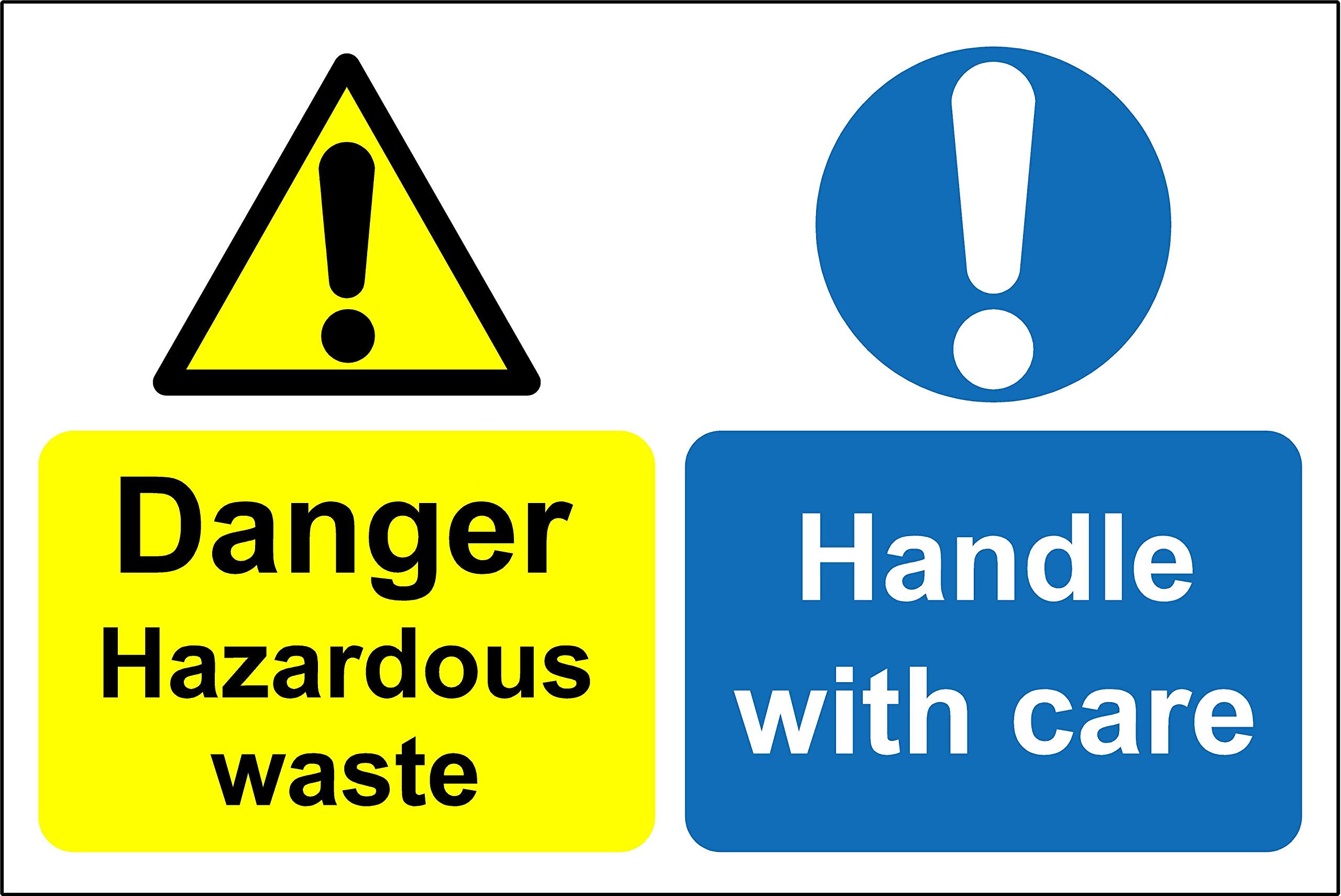 Danger hazardous waste handle with care Safety sign - Self adhesive sticker 300mm x 200mm