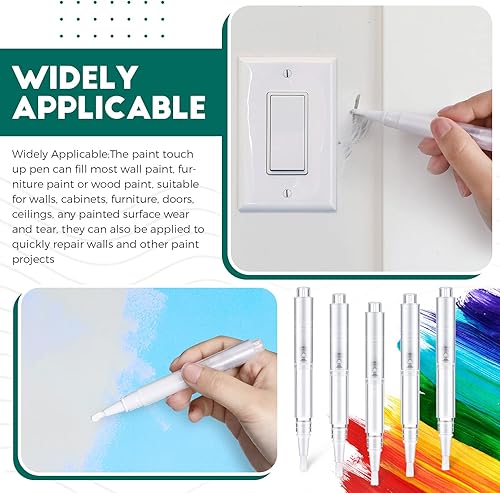 Miniatura 5 de Paquete de 2 en 1 bolígrafo de pintura de retoque con pincel recargable, lápiz de pintura transparente al óleo vacío para retoques de pared,